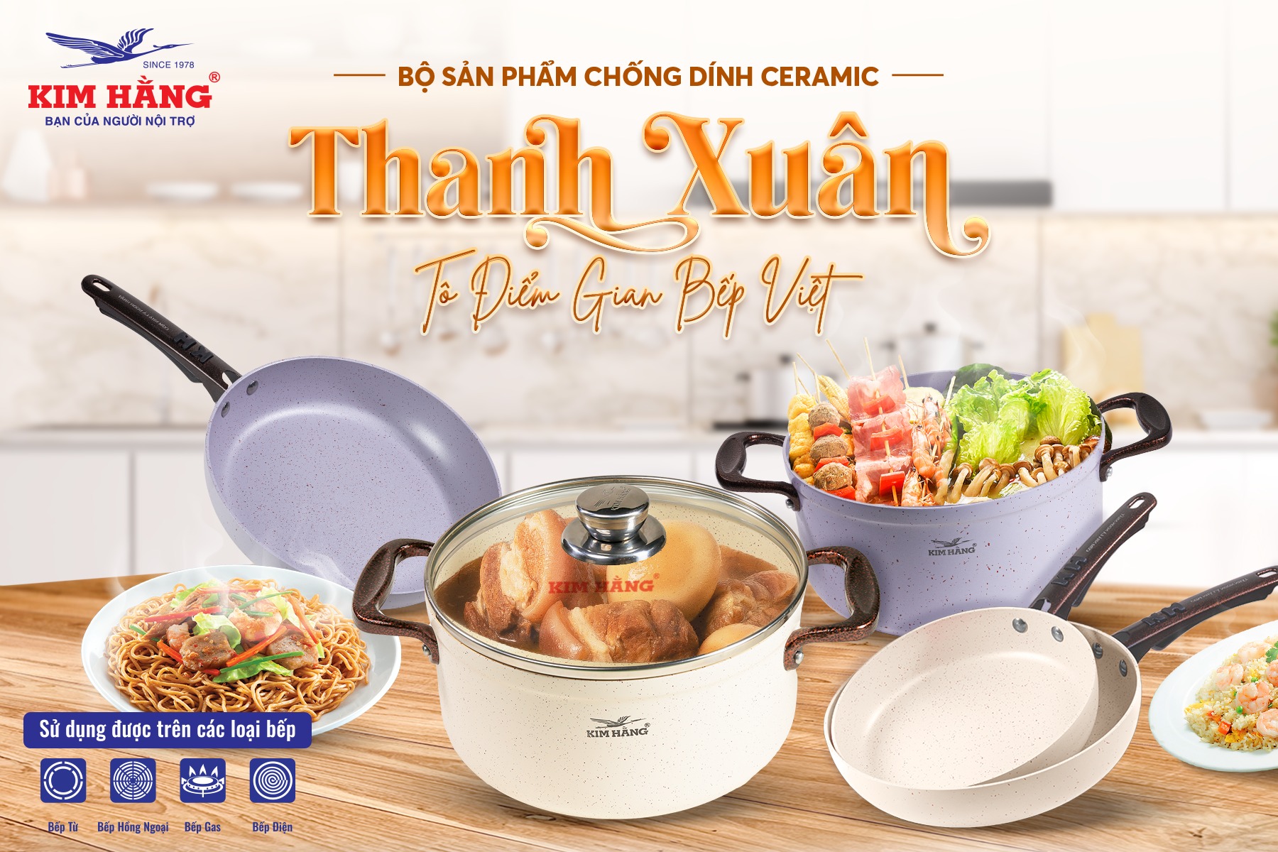 Bộ Nồi Quánh chống dính Ceramic Thanh Xuân KH (5 sản phẩm)