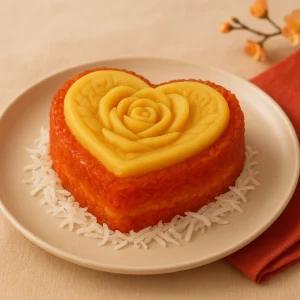 5 Món Chay Ngày Tết Dễ Làm Cho Gia Đình Việt 6 Xôi gấc đậu xanh, sắc đỏ may mắn cho mâm cỗ chay ngày Tết.