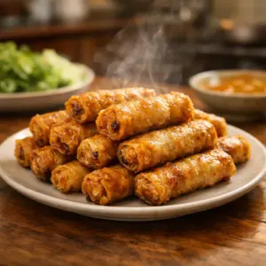 Bí Quyết Rán Nem Giòn Vàng Không Vỡ, Không Dính Chảo 1 Hình ảnh Nem rán giòn ngon, thơm phức