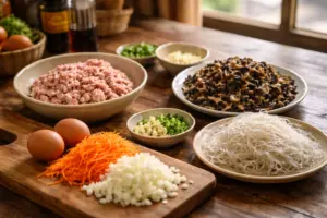 Bí Quyết Rán Nem Giòn Vàng Không Vỡ, Không Dính Chảo 2 Hình ảnh Nguyên liệu, gia vị để làm nem rán ngon hơn