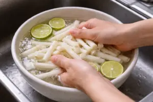 Bí Quyết Cách Làm Gỏi Ngó Sen Chay Cho Những Ngày Thanh Khiết 3 hình ảnh sơ chế ngó sen không bị thâm