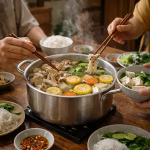 Cách Nấu Lẩu Nấm Chay Thanh Đạm, Thơm Ngon 5 hình ảnh thưởng thức lẩu nấm chay tại nhà