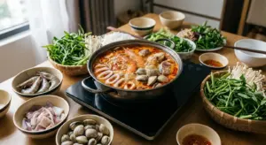 Cách Nấu Lẩu Thái Chua Cay Tại Nhà Chuẩn Vị, Nước Đậm Đà 2 cách nấu lẩu thái chua cay - nồi lẩu hải sản đang sôi trên bếp gia đình