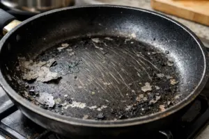 Chảo Chống Dính Loại Nào Tốt Nhất ? 1 chảo chống dính mất lớp bảo vệ bị bong chóc