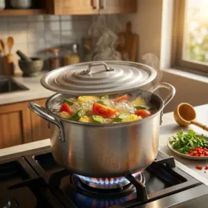 Hướng Dẫn Chọn Dung Tích Nồi Nhôm, Xửng Hấp Và Chõ Xôi Cho Gia Đình 1 Chọn dung tích nồi nhôm size 24cm để nấu canh chua không bị trào bọt khi đun sôi lửa lớn.