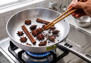 Cách Nấu Phở Bò Tại Nhà Nước Dùng Trong Thơm Quế Hồi 2 Rang quế, hồi, thảo quả bằng nồi nhôm đáy dày ở lửa nhỏ