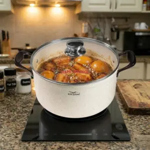 Nên Dùng Nồi Gì Để Kho Thịt Không Cháy? Hướng Dẫn Từ Kim Hằng 2 Nồi phủ ceramic Kim Hằng kho thịt tàu an toàn không chứa PTFE và PFOA giúp chống cháy khét đáy.