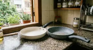 So Sánh Chảo Ceramic và Teflon - Lớp Phủ Nào An Toàn Hơn? 1 So sánh chảo ceramic và teflon trong không gian bếp gia đình.