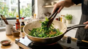 Chảo Ceramic Là Gì? Phân Tích Cấu Tạo Và Tiêu Chuẩn An Toàn 1 chao ceramic xao rau muong lua lon khong khoi