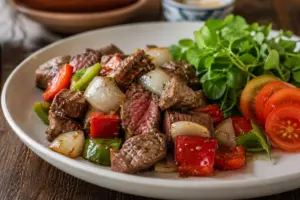 Cách Làm Bò Lúc Lắc Mềm Mọng, Không Dai 1 Dĩa bò xào lúc lắc chuẩn vị ngon cho nhà bạn