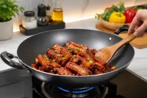 Cách Làm Sườn Xào Chua Ngọt Mềm Thơm, Đậm Vị Cho Bữa Cơm Gia Đình 3 Chảo bầu quamtum truyền nhiệt tốt làm món sườn xào chua ngọt ngon hơn