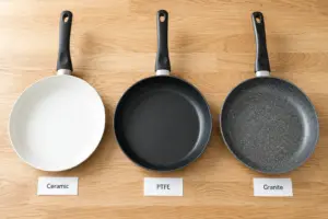 Chất Liệu Lớp Chống Dính Nào Tốt: Ceramic vs PTFE vs Granite 3 So sánh 3 loại chất liệu lớp phủ chảo chống dính Ceramic, PTFE và Granite phổ biến nhất hiện nay.